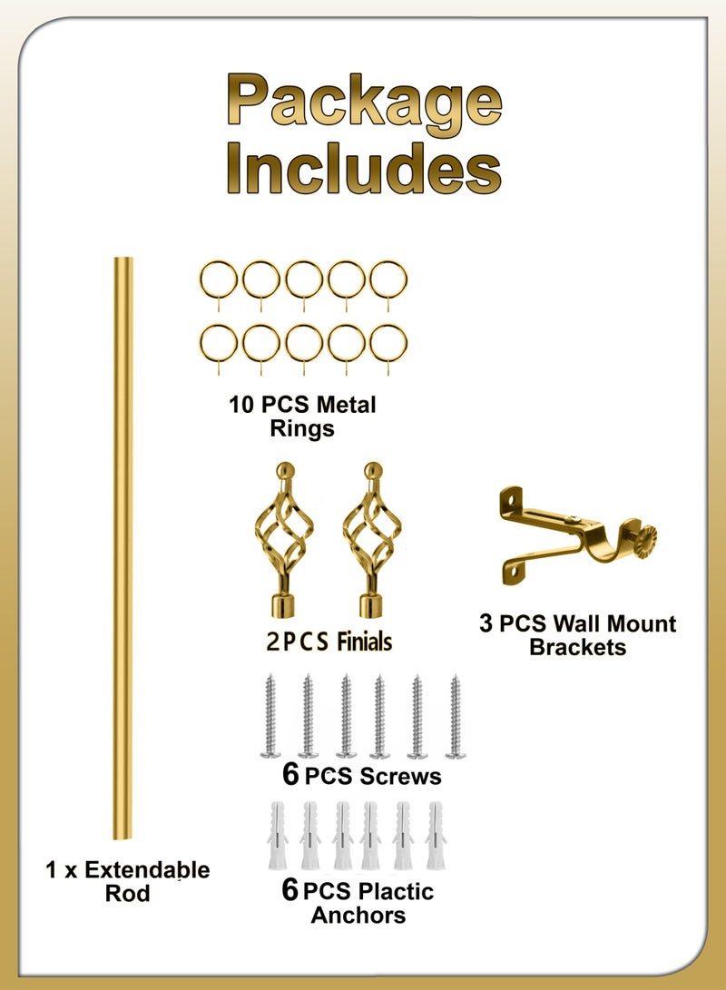 توشيونيكس ستائر نوافذ رومانية عتيقة تغطي ستائر قضيب ستائر أنبوب قابل للتمديد من 150 إلى 300 سم مظلات شمسية عمود درابزين سكة حديدية قابلة للتعديل مع تيجان كروي دائري بقطر 3 سم لديكور المنزل والمكتب - Image 3