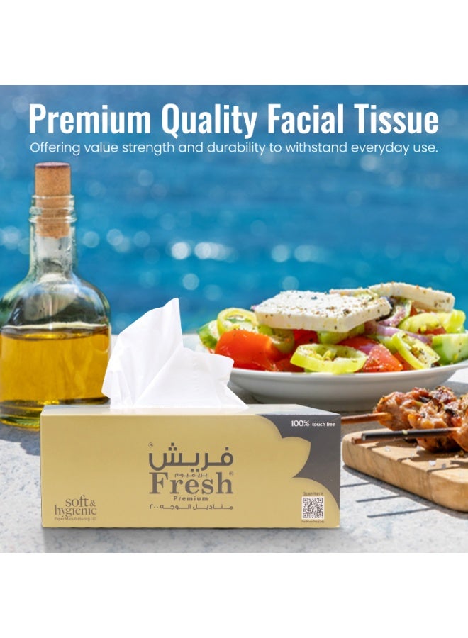 إس إن إتش باكينج مناديل وجه منعشة 200x2 رقائق مناديل فاخرة فائقة النعومة ومريحة للعناية اليومية مناديل بيضاء حزمة من 10 - Image 2