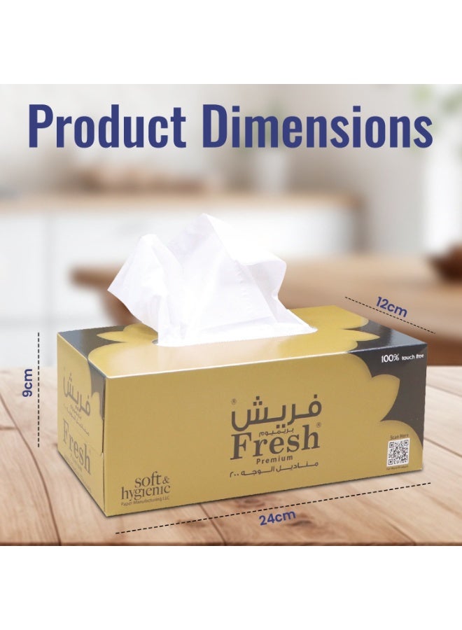 إس إن إتش باكينج مناديل وجه منعشة 200x2 رقائق مناديل فاخرة فائقة النعومة ومريحة للعناية اليومية مناديل بيضاء حزمة من 10 - Image 3