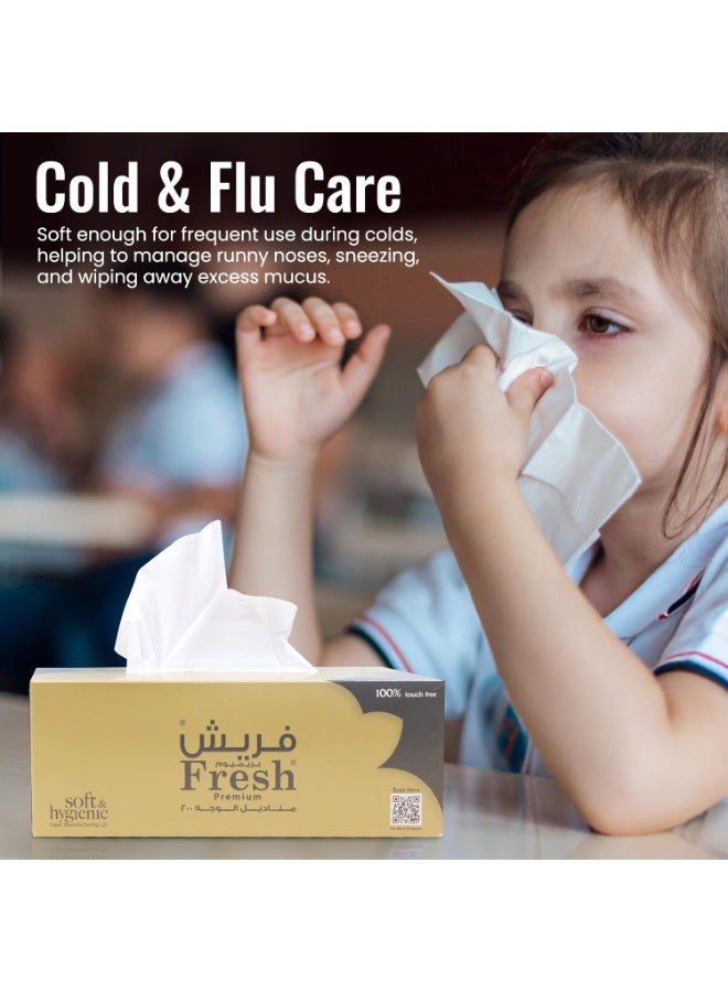إس إن إتش باكينج مناديل وجه منعشة 200x2 رقائق مناديل فاخرة فائقة النعومة ومريحة للعناية اليومية مناديل بيضاء حزمة من 10 - Image 5