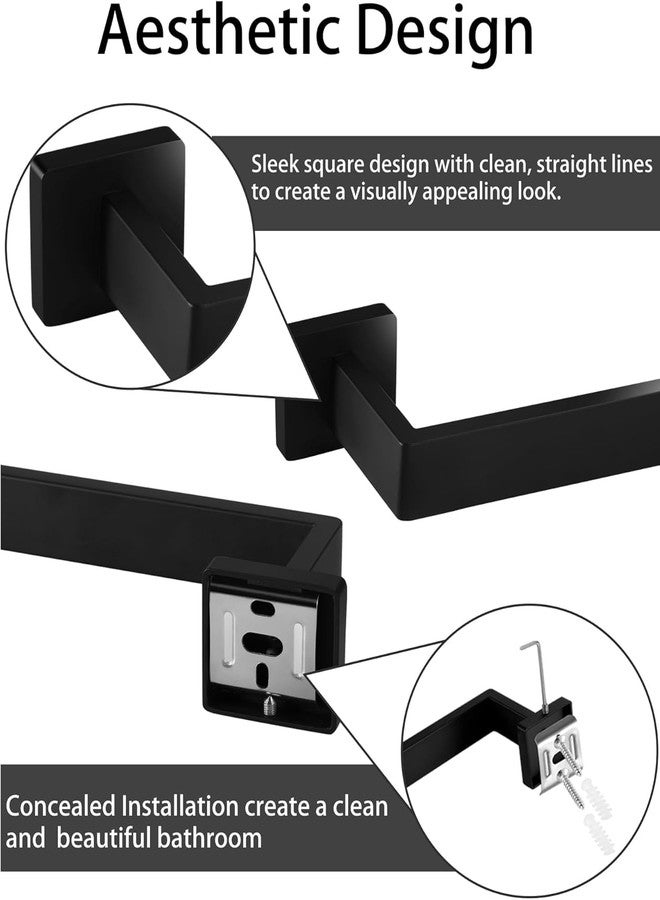 Hinmood Matte Black Bathroom Accessories Set 10 Pieces, 24 Inch Bath Towel Bar Set, Stainless Steel Towel Racks Wall Mounted - Image 4