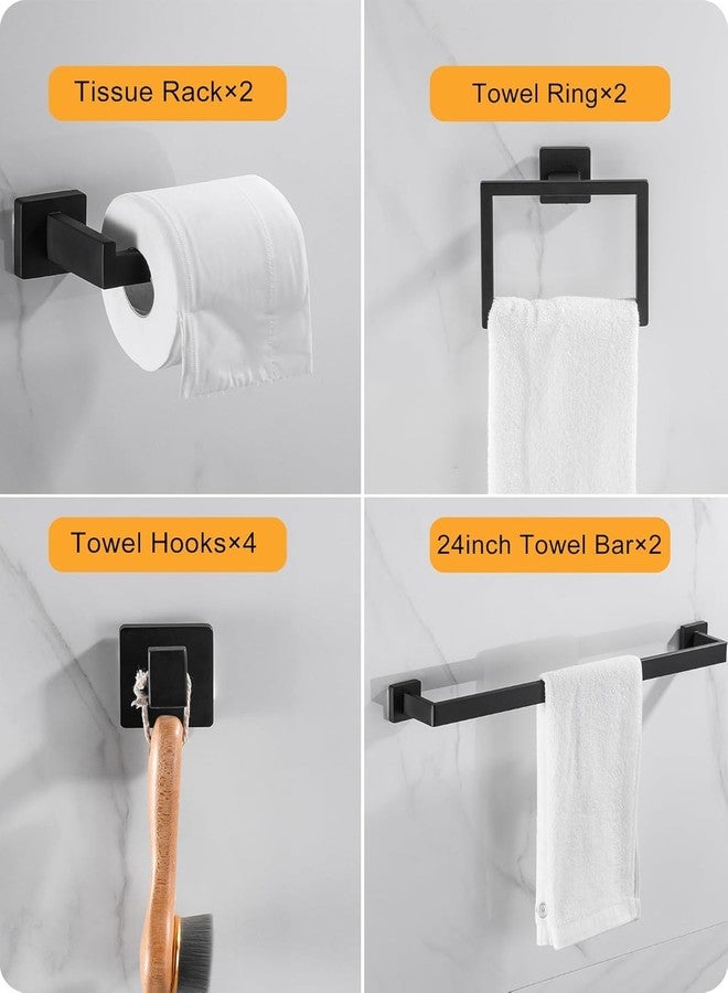 Hinmood Matte Black Bathroom Accessories Set 10 Pieces, 24 Inch Bath Towel Bar Set, Stainless Steel Towel Racks Wall Mounted - Image 5