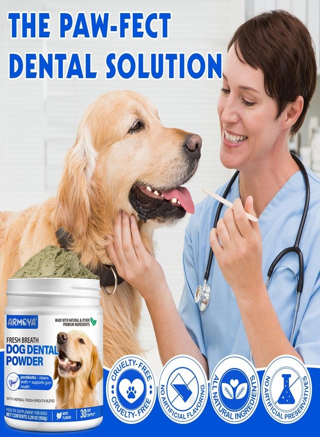 ARMOYA Dog Teeth Cleaning Powder - Dental Powder for Dogs Teeth - Plaque Removal - Supports Gum Health - Tartar Remover with Natural Herb Blend and Postbiotics 30 Day Supply - Mint Flavor - Image 4