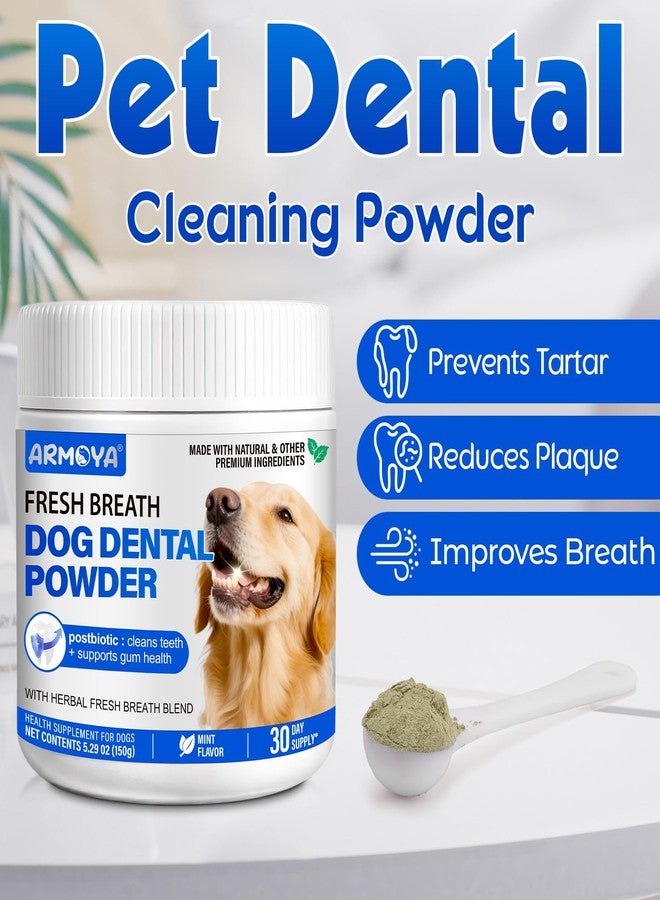 ARMOYA Dog Teeth Cleaning Powder - Dental Powder for Dogs Teeth - Plaque Removal - Supports Gum Health - Tartar Remover with Natural Herb Blend and Postbiotics 30 Day Supply - Mint Flavor - Image 2