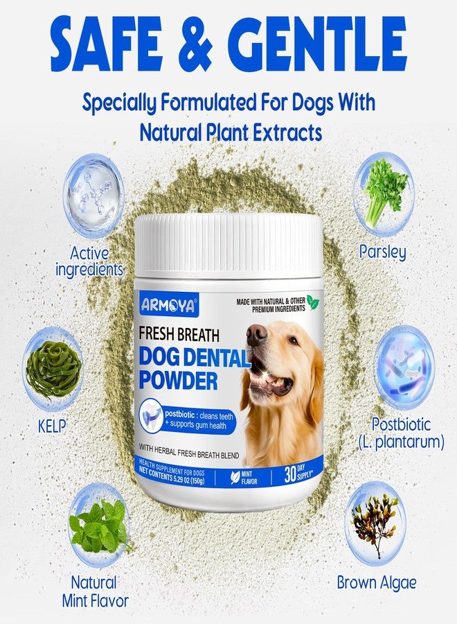ARMOYA Dog Teeth Cleaning Powder - Dental Powder for Dogs Teeth - Plaque Removal - Supports Gum Health - Tartar Remover with Natural Herb Blend and Postbiotics 30 Day Supply - Mint Flavor - Image 3