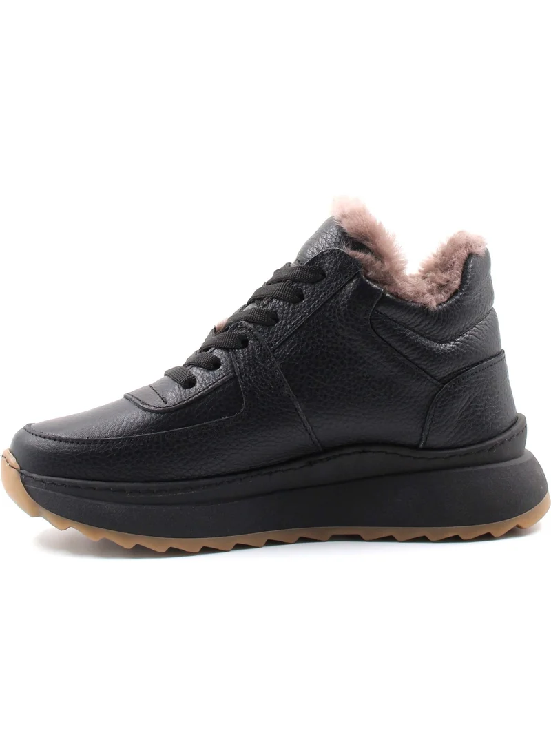 Fast Step Leather Fur Women's Short Heeled Boots 160KZA1300