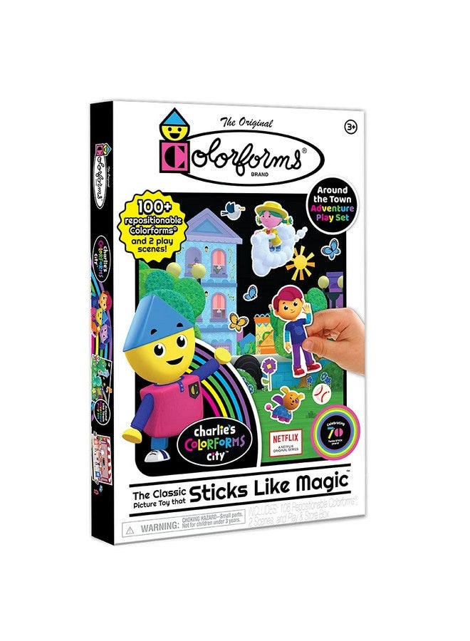 Colorforms Colorforms - Picture Playset - Charlie's City - The Classic Picture Toy That Sticks Like Magic! - for Ages 3+,with 106 Repositionable Colorforms, 2 Scenes, and Play & Store Box - Image 1