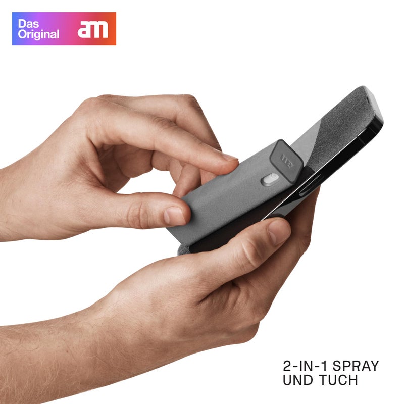 am Screen Cleaner Mist Spray with Microfiber Cloth Around â€“ Alcohol-Free, Streak-Free Screen Cleaning Kit for Smartphones, Tablets, Laptops, Smart TVs & Car Screens, 1 Pack, Gray - Image 2