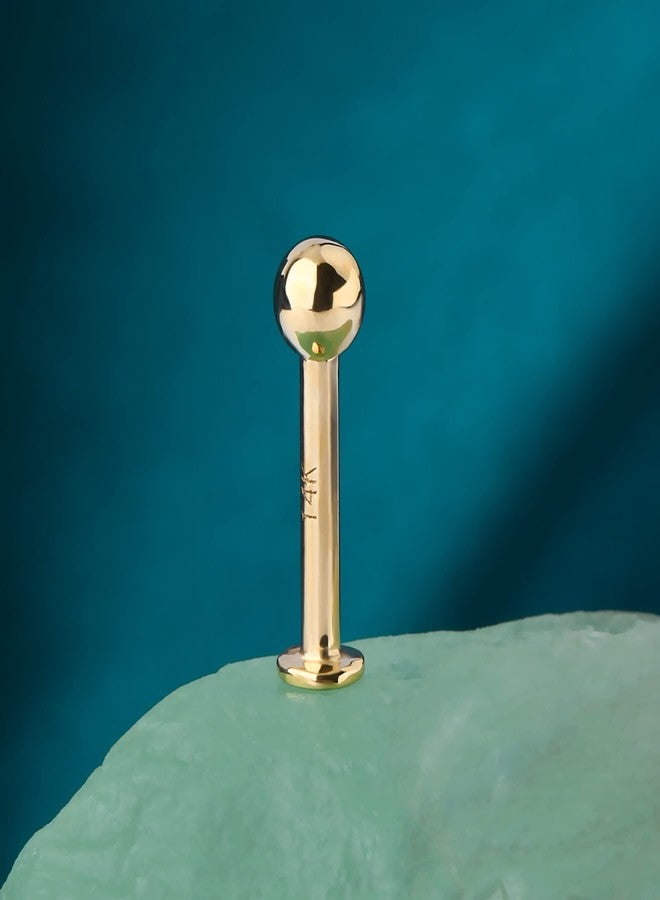 COCHARM 14k Real Gold 16g Labret Stud, Solid Gold Medusa Monroe Stud 14k Yellow Madonna Piercing 14kt Ball Lip Labret Piercing Jewelry 8mm Helix Cartilage Conch Jewelry - Image 3