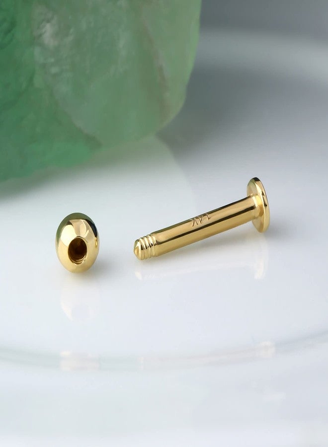 COCHARM 14k Real Gold 16g Labret Stud, Solid Gold Medusa Monroe Stud 14k Yellow Madonna Piercing 14kt Ball Lip Labret Piercing Jewelry 8mm Helix Cartilage Conch Jewelry - Image 4