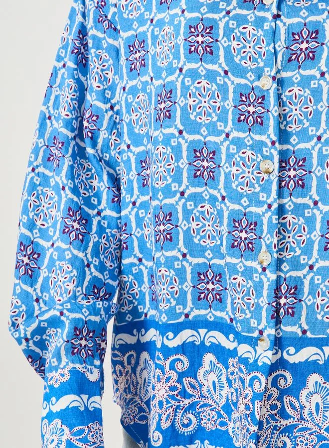 Styli Styli All Over Print Long Sleeve Oversized Shirt
