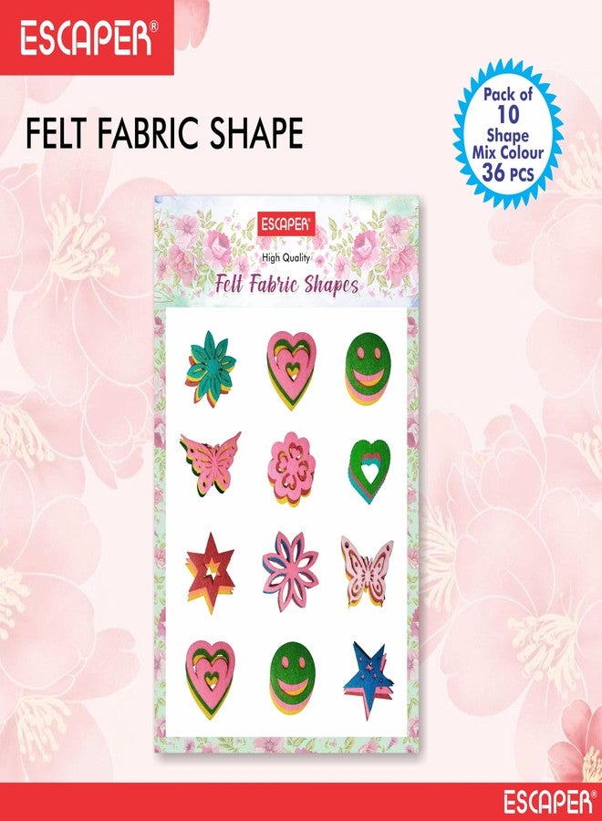 ESCAPER مجموعة أشكال متنوعة من اللباد للأعمال الحرفية من إسكيبر (عبوة من 36 قطعة في 10 أشكال) فراشات ونجوم وقلوب وزهور ملونة مقطوعة مسبقًا من اللباد، بالإضافة إلى العديد من الأشكال الأخرى للأعمال الحرفية وصناعة البطاقات والتطريز ومشاريع الزينة اليدوية. - Image 2