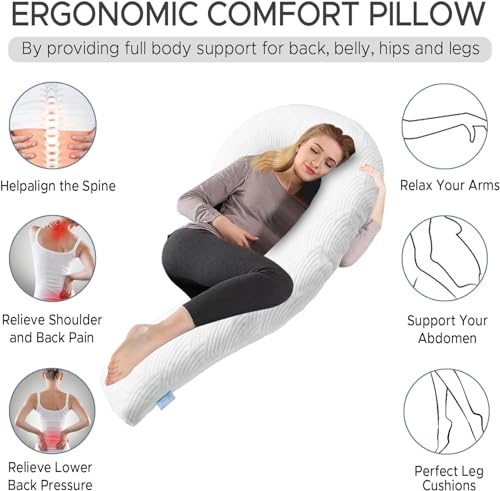SCHNAUZER HOME Body Pillow for Adults - Soft Long Bed Pillows - Shredded Memory Foam & Removable Washable Cover - Swan Shaped Side Sleeper Pregnancy Pillow 49 Inch, White Tencel (Pillow and Extra Pillowcase) - Image 5