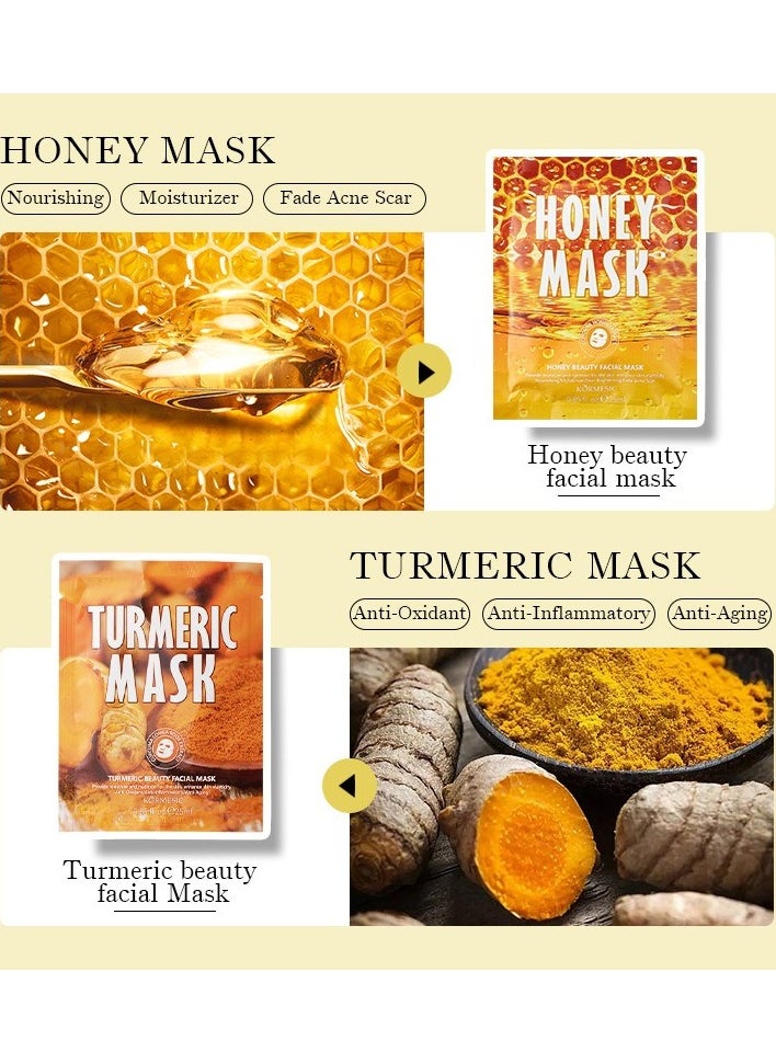 Kormesic Turmeric Face Mask 5 Pieces, 25ml Each - Deep Cleansing, Soothing, Repairing, Suitable for Daily Use  - Image 2