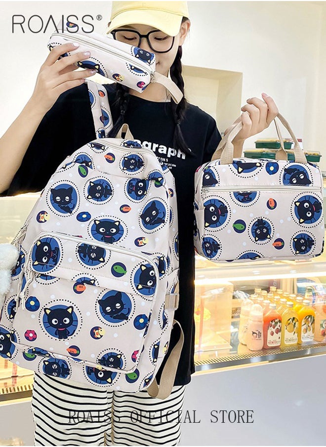 roaiss 3 Piece Backpack Set In the Same Color Large Capacity Design with Stylish Pattern Print Practical Backpack Combination for Students Including Backpack Insulated Tote Bag Pencil Case  - Image 2