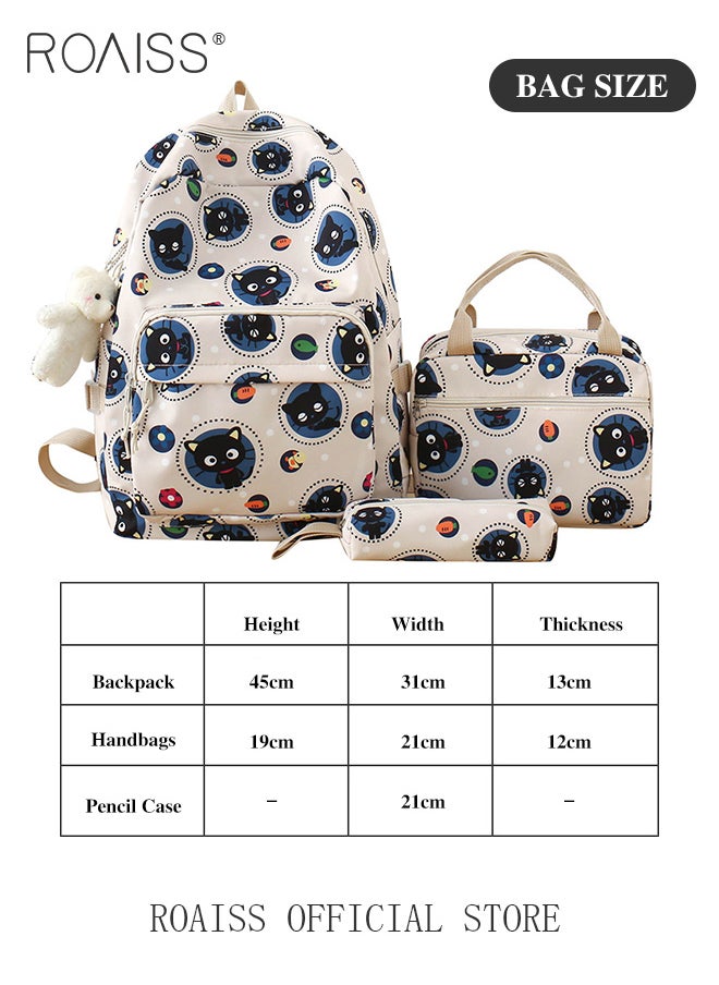 roaiss 3 Piece Backpack Set In the Same Color Large Capacity Design with Stylish Pattern Print Practical Backpack Combination for Students Including Backpack Insulated Tote Bag Pencil Case  - Image 3