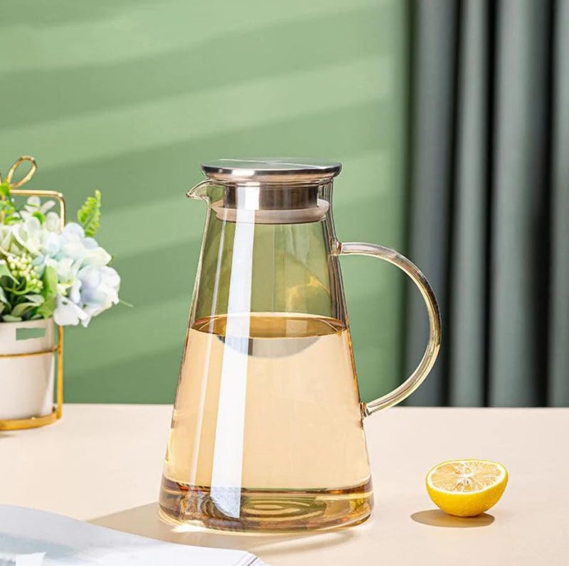 Mevanta Premium Water and Juice Brown Glass & Borosilicate Glass Jug Set Combo [6 Piece Glass 280ML & 1 Piece Jug 2 Liter] Transparent Pitcher Set for Dining Table,Home & Restaurant,Party (MTS - 10) - Image 2