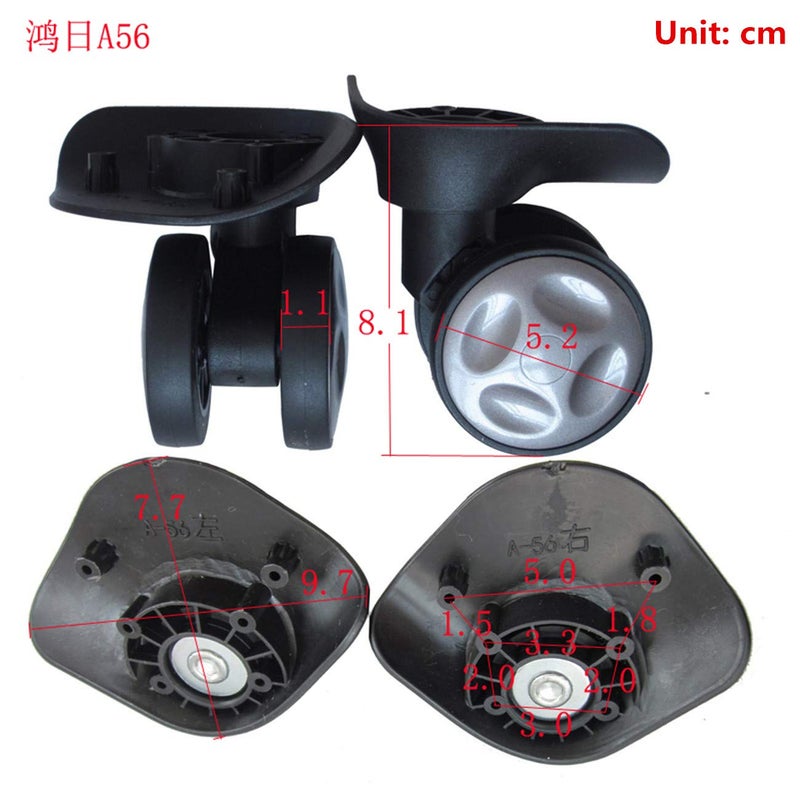 Black 360 Degree Swivel Mute Luggage Wheels Replacement Suitcase Repair Parts - Image 3