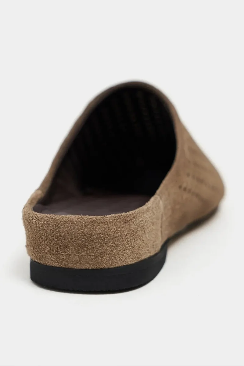 Nisantasi Shoes  Palya Suede Studded Genuine Leather Flat Mule for Women | Best Price UAE
