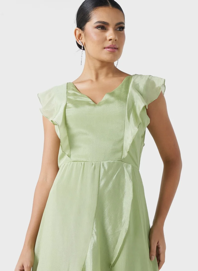 Khizana Ruffled High-Low Dress