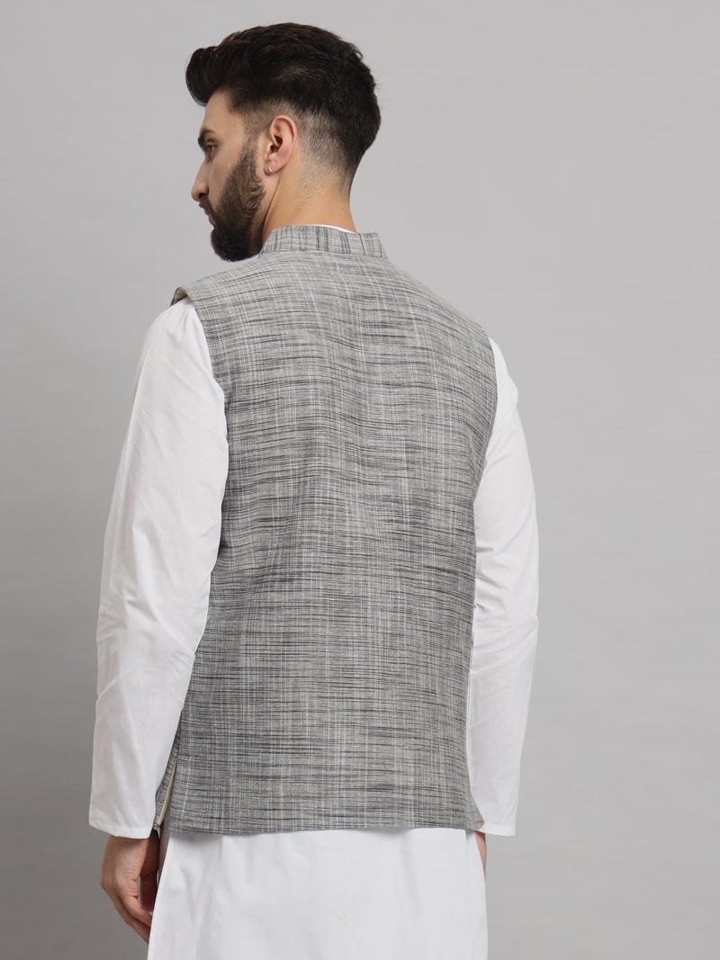 LATEST CHIKAN Men's Traditional Cotton Solid Nehru Jacket/Waistcoat -SADRI-NK-GY-44 - Image 5