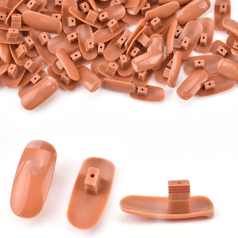 MEKK 200PCS Replacement Refill Nail Tips False Nail Tips for Nail Training Hand False Nail Tips for Practice Hand Refill Nail Tips for Nail Training Hand DIY NailsBrown