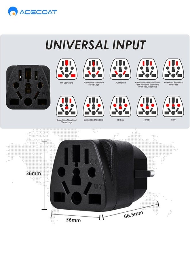 ACECOAT - 3-Pack Universal EU Travel Adapter Plug Converter,2500W Multi-country 3-Prong Power Solution-Converts EU/JP/AU/UK/CN/S to EU,Safe & Multi-function Wall Charger for Smartphones,Laptops & More,Black - Image 1