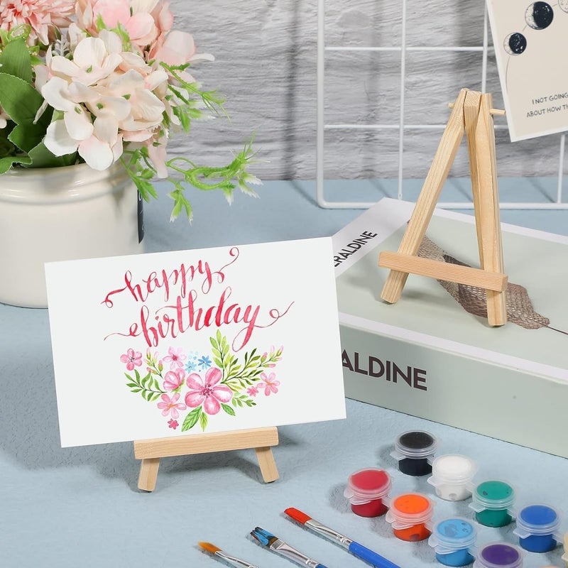KRYTONE �.Fx 5 Inch Mini Wood Display Easel Artist Small Wooden Easel Stand Art Craft Painting Triangle Easel Canvas Holder Mini Easels Pack Tabletop Stand for Card Artist Photos Phone Wedding (10) - Image 4