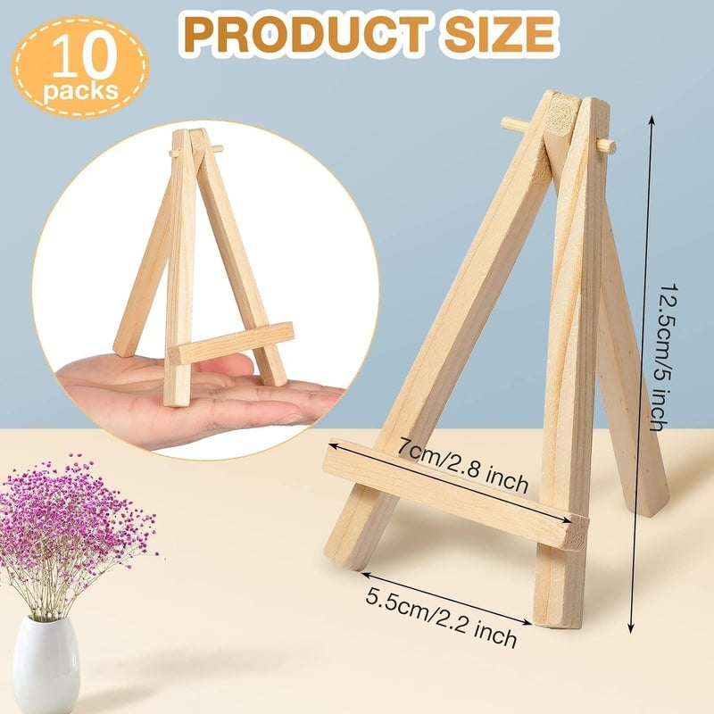 KRYTONE �.Fx 5 Inch Mini Wood Display Easel Artist Small Wooden Easel Stand Art Craft Painting Triangle Easel Canvas Holder Mini Easels Pack Tabletop Stand for Card Artist Photos Phone Wedding (10) - Image 2