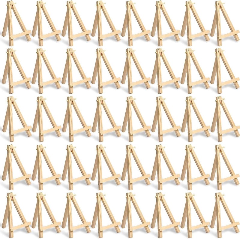 KRYTONE �.Fx 5 Inch Mini Wood Display Easel Artist Small Wooden Easel Stand Art Craft Painting Triangle Easel Canvas Holder Mini Easels Pack Tabletop Stand for Card Artist Photos Phone Wedding (10) - Image 1
