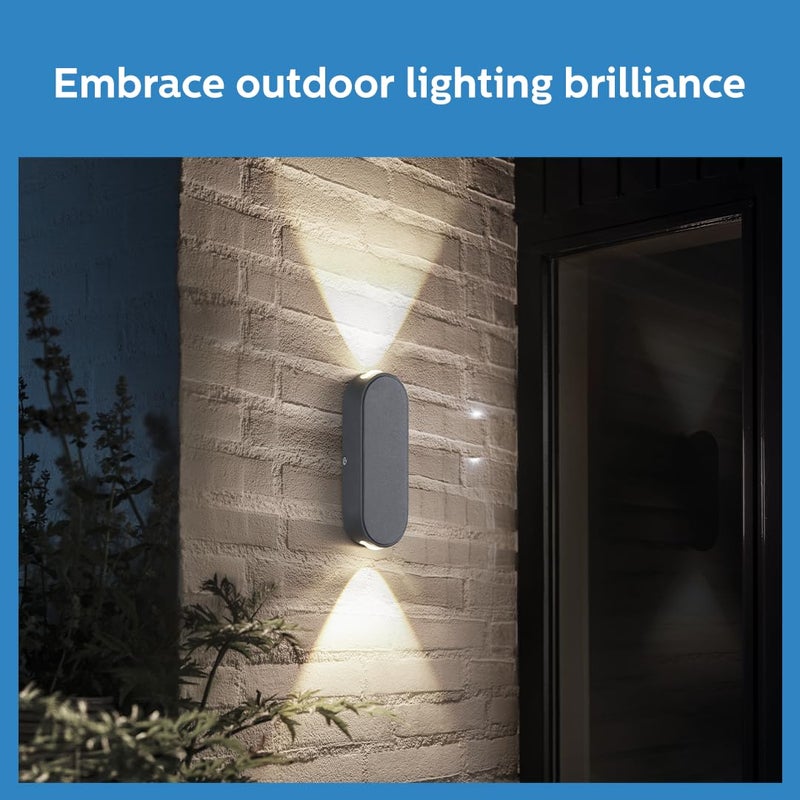 PHILIPS 7W 2-way decorative Wall Light | Lucent Outdoor Wall Light for Decoration | Colour : Warm White, Pack of 4 - Image 5