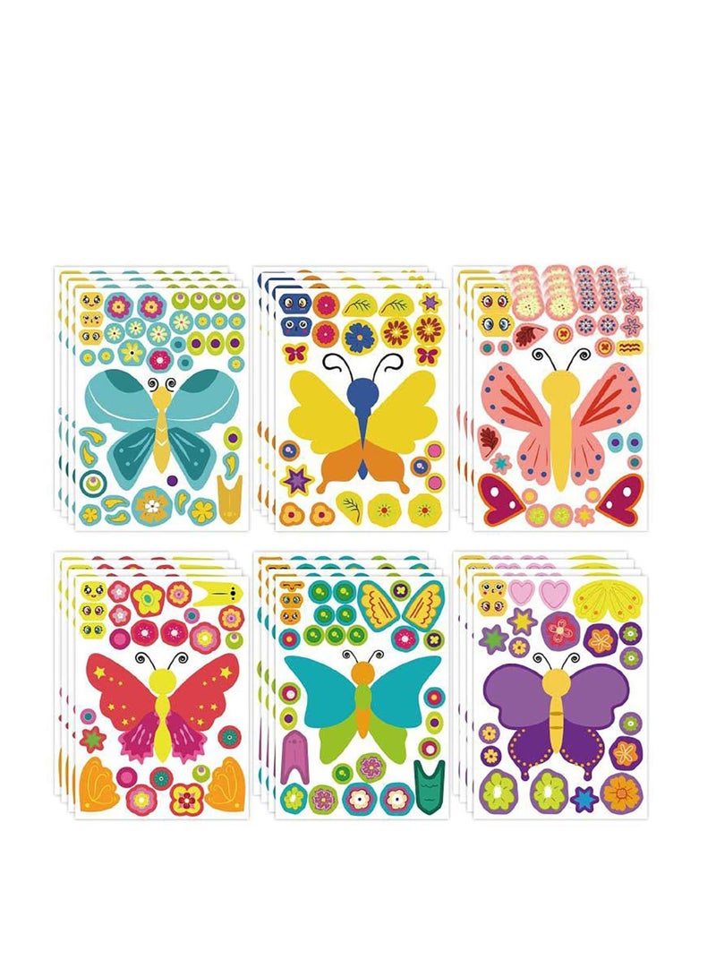 كابتن تيك Butterflies Make Your Own Stickers, 48PCS Make-a-Face Stickers, DIY Butterfly Craft Kits, Mix and Match Decals for Gift/Reward/Art Craft/Party Favors/School - Image 1