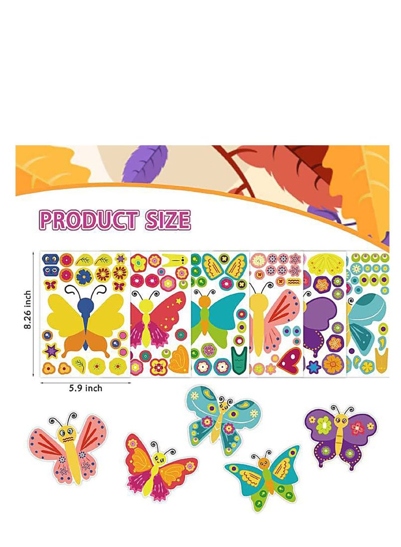 كابتن تيك Butterflies Make Your Own Stickers, 48PCS Make-a-Face Stickers, DIY Butterfly Craft Kits, Mix and Match Decals for Gift/Reward/Art Craft/Party Favors/School - Image 2