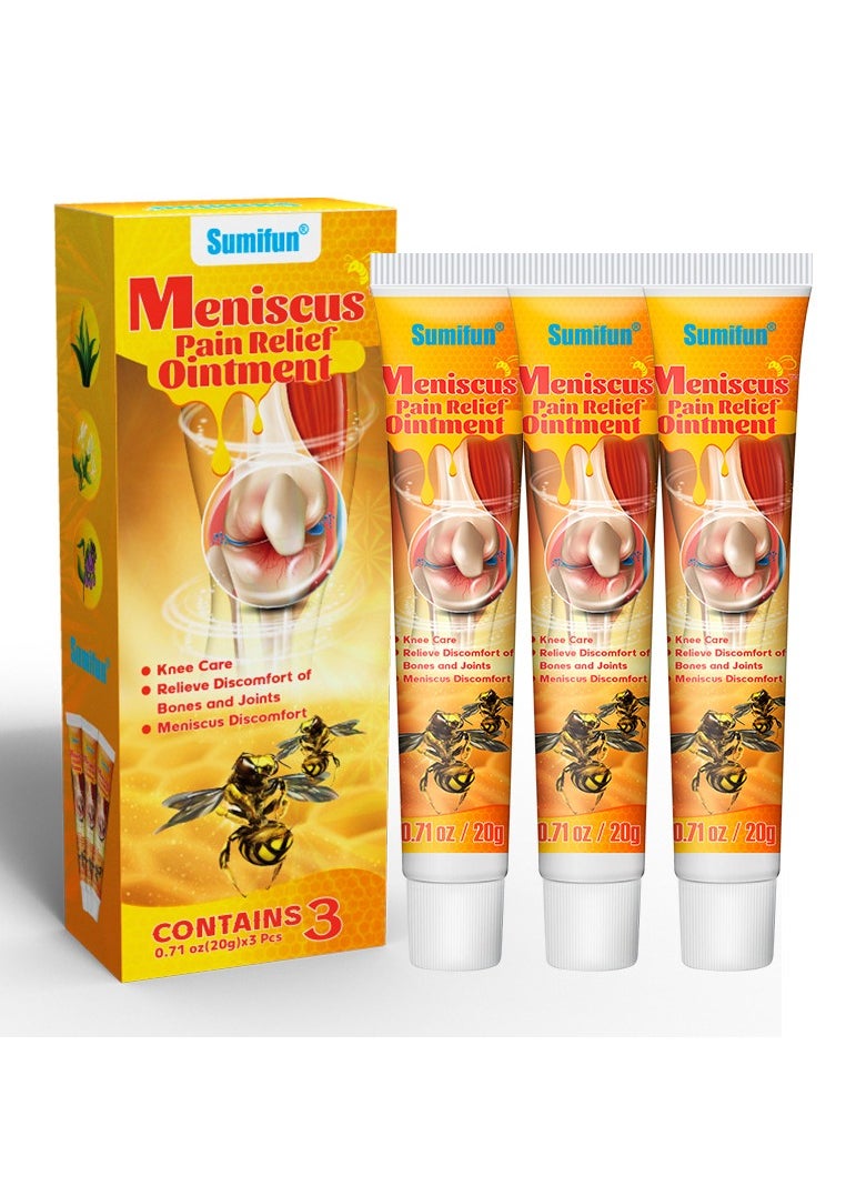 Sumifun - 3PCS Meniscys Pain Relief Ointment，Bee Venom Gel,  Bee Venom Cream, Propolis Professional Gel Joint Cream, Suitable For Neck, Knee, Shoulder, Waist, Leg - Image 1