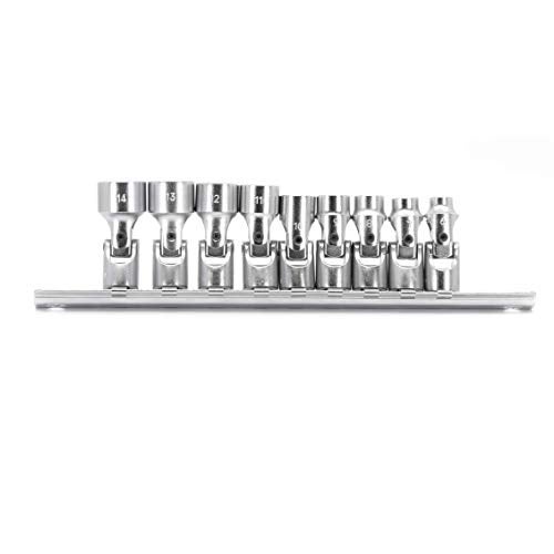 Genius Tools US-209M - 9 Piece 1/4" Drive Universal Hand Socket Set (12-Point), Metric 6mm-14mm Sizes, Cr-V Steel - Image 1