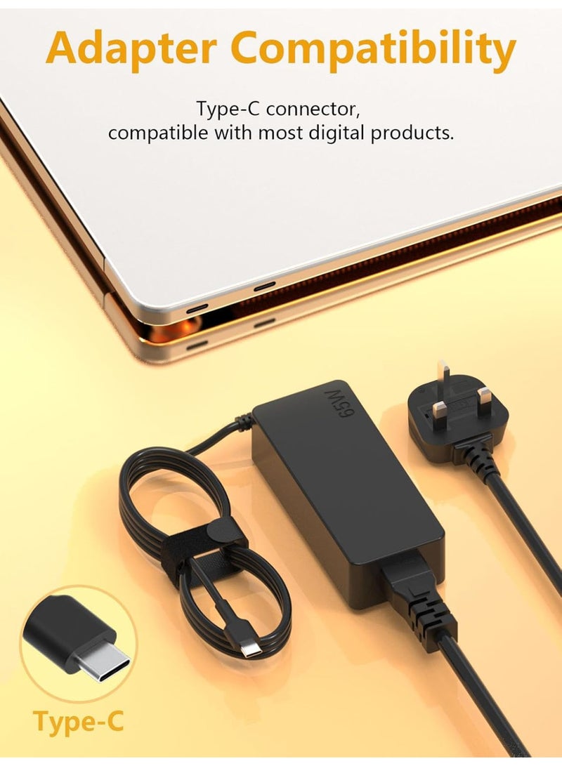 Zexen Universal 65W USB C Laptop Charger,Type-C Power Adapter Cord Compatible with Lenovo Thinkpad/Yoga, Hp, Samsung, Asus, Acer, Huawei, Macbook and All Type C Devices - Image 5