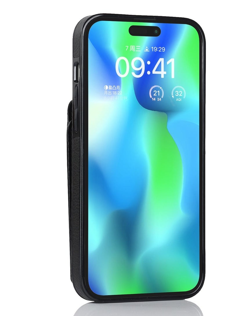 Suteni Back Cover Leather Ring Buckle Card Slots Phone Case for iPhone - Image 2