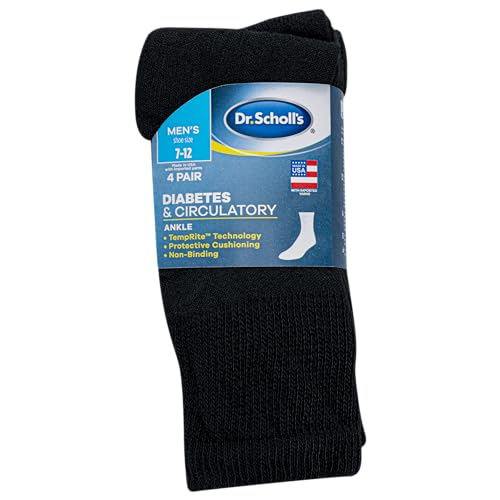 Dr. Scholl's Mens Diabetes & Circulator - 4 6 Pair Packs Non-binding Moisture Management Casual Sock, Black - Ankle (4 Pairs), 13-15 US - Image 4