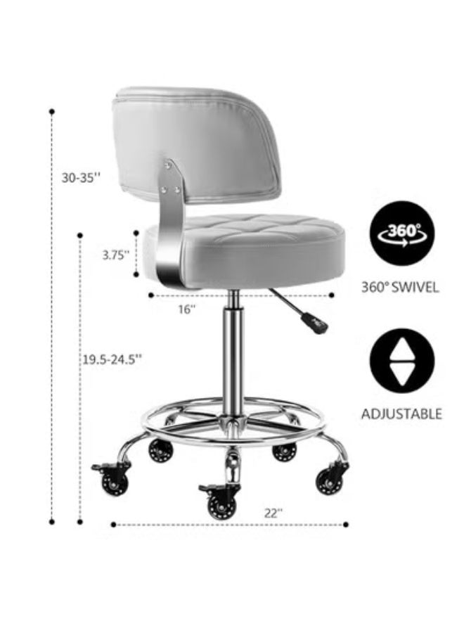 Lockable Ergonomic Rolling Stool with Backrest and Footrest – Adjustable Hydraulic Height for Doctors, Artists, Home & Office Use - Image 2