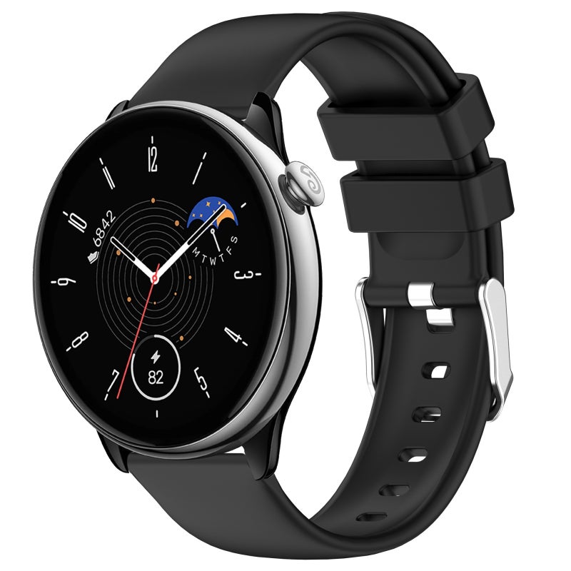 erorex For Amazfit Gtr Mini 20Mm Smooth Solid Color Silicone Watch Band(Black) - Image 1