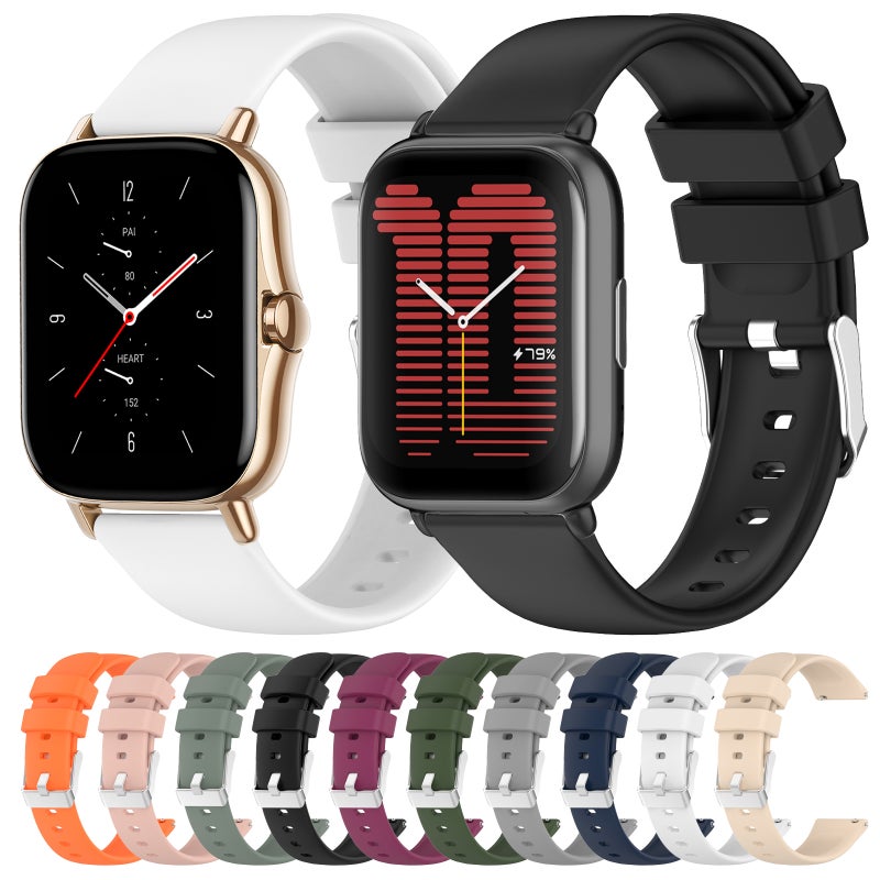 erorex For Amazfit Gtr Mini 20Mm Smooth Solid Color Silicone Watch Band(Black) - Image 3