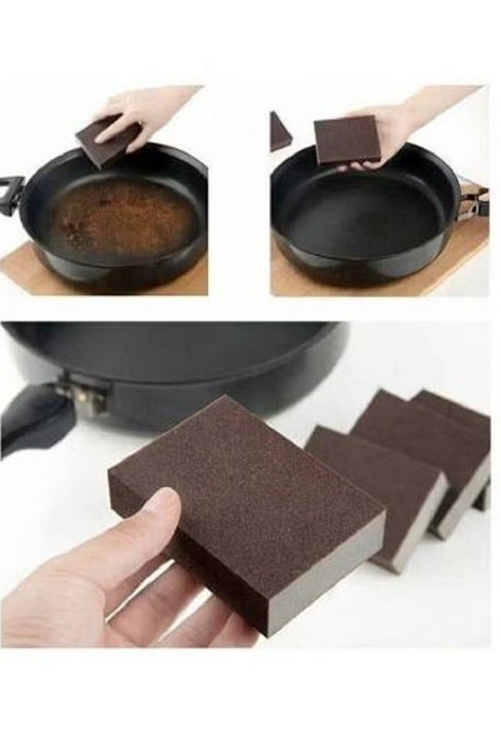 3 Pieces of Magic Carbon Cleaning Sponge - Brown - Image 2