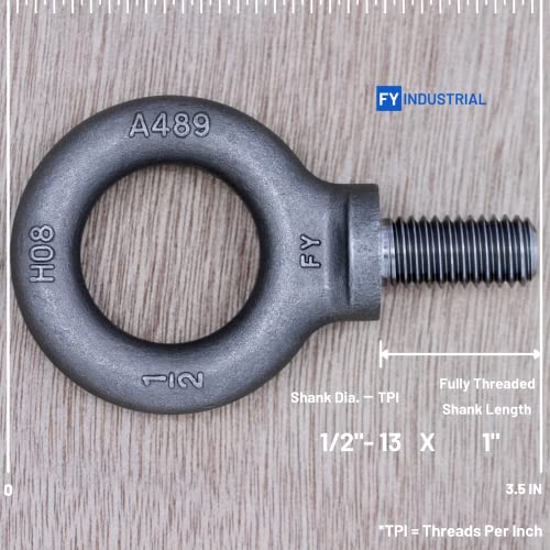 FY 2 Pcs Lifting Shoulder Eye Bolts 1/2"-13 X 1 - Image 3