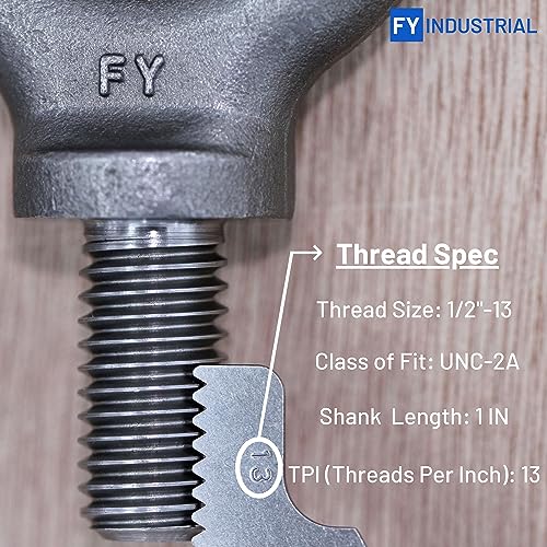 FY 2 Pcs Lifting Shoulder Eye Bolts 1/2"-13 X 1 - Image 5