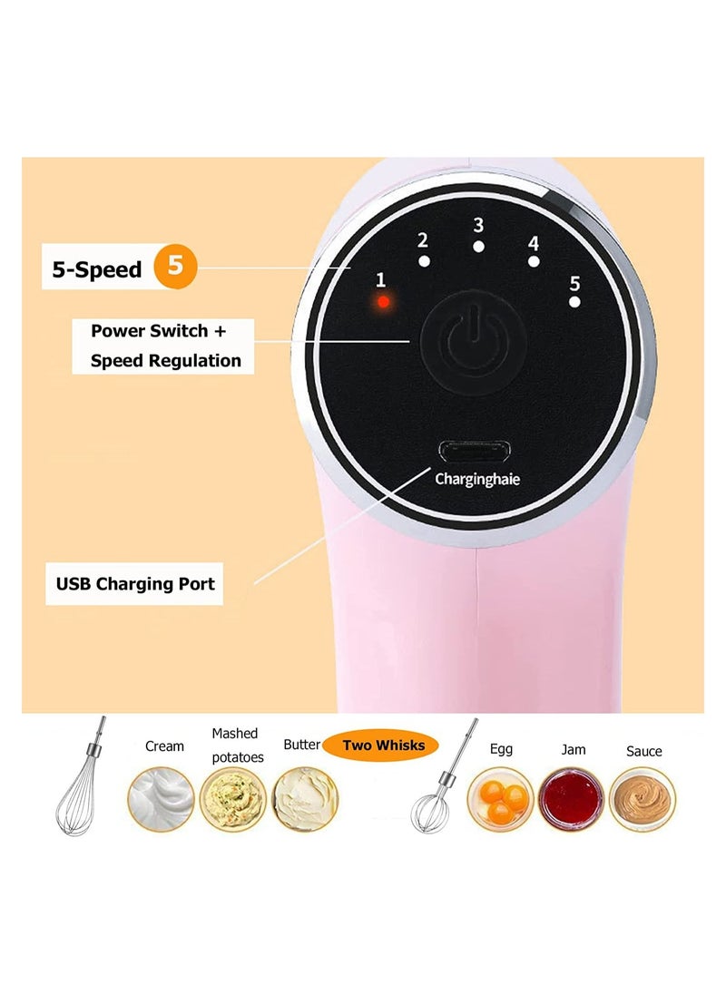 Generic - 3-in-1 Electric Hand Blender, Low Noise Vertical Mixer with Stainless Steel Egg Whisk Milk Frother Food Chopper, USB Rechargeable Kitchen Tool Egg Beater for Easy Whipping Baking Cake(blue) - Image 1