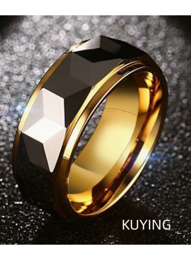 KUYING Stereoscopic Geometric Ring  Black And White Neutral Color Scheme - Image 3