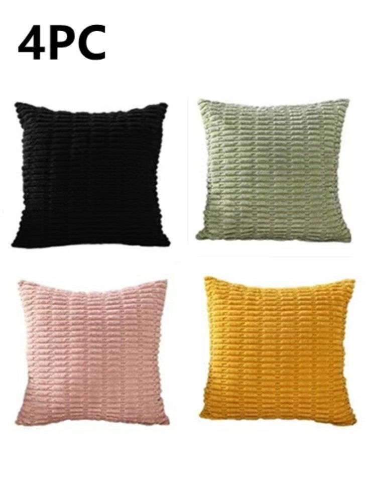 Kutis 4-Piece Home Decorative Pillow Covers Striped Corduroy Throw Pillow Cover Multicolor 45x45 Centimeter  - Image 1