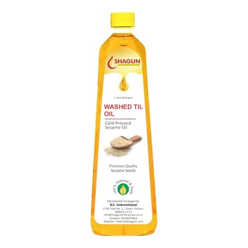 Shagun Cold Pressed Sesame Oil | 100% Pure Gingelly oil | Washed Til Oil 1 Litre (1000 ml) - Image 1