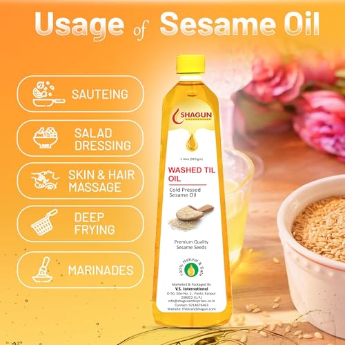 Shagun Cold Pressed Sesame Oil | 100% Pure Gingelly oil | Washed Til Oil 1 Litre (1000 ml) - Image 5