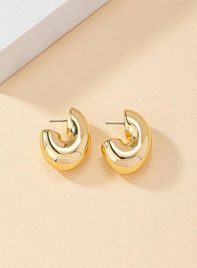 يرتير أقراط YERTTER بانك مطلية بالذهب، أقراط حلقية مميزة، أقراط متدلية، أقراط بيضاوية مرصعة، طقم أقراط للنساء (ذهبي 3) - Image 4